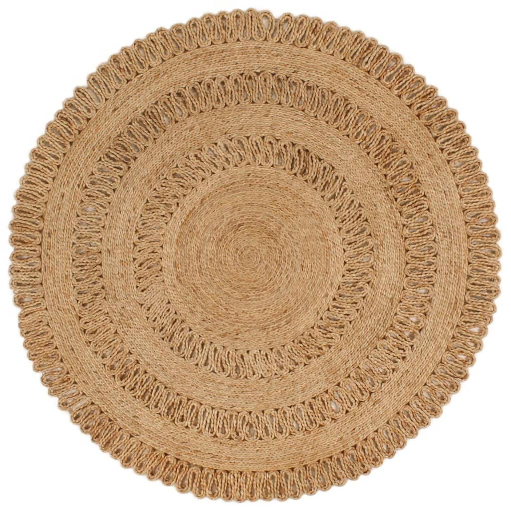 vidaXL Tapis Jute tressé à la main 120 cm Rond