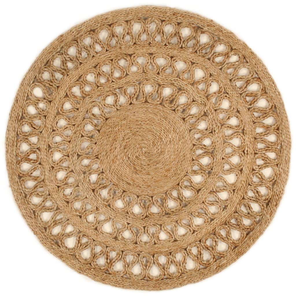 vidaXL Tapis Jute tressé à la main 90 cm Rond