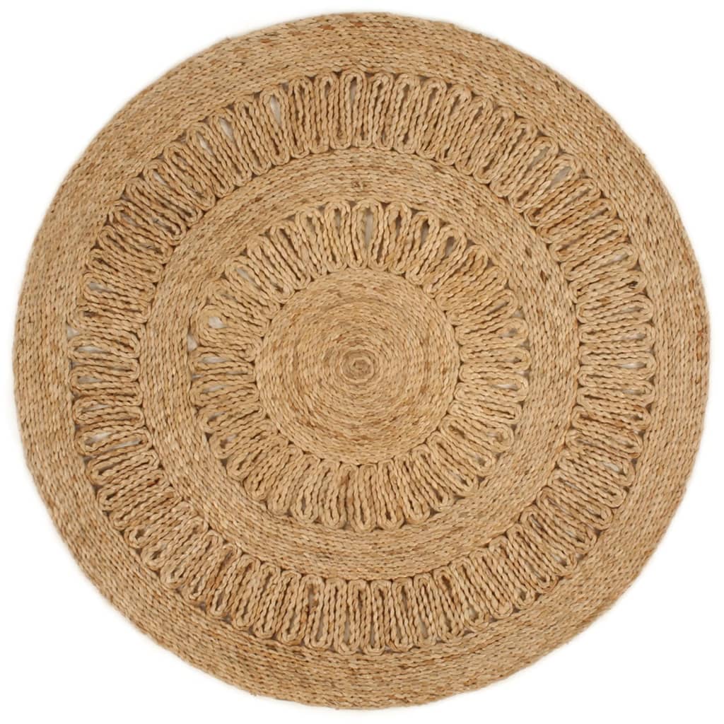 vidaXL Tapis Jute tressé à la main 90 cm Rond