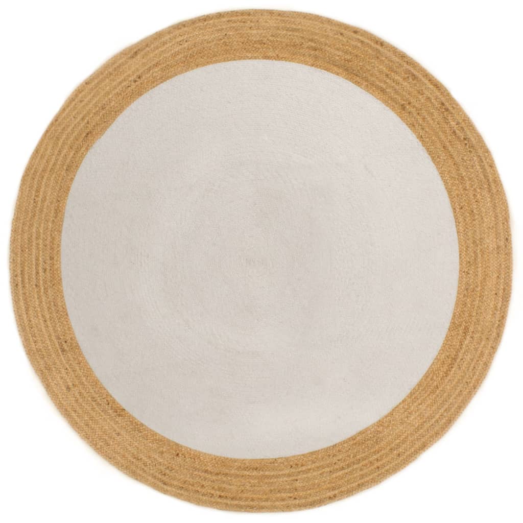 Petrashop  Kusový koberec pletený bílý a přírodní 90 cm juta a bavlna