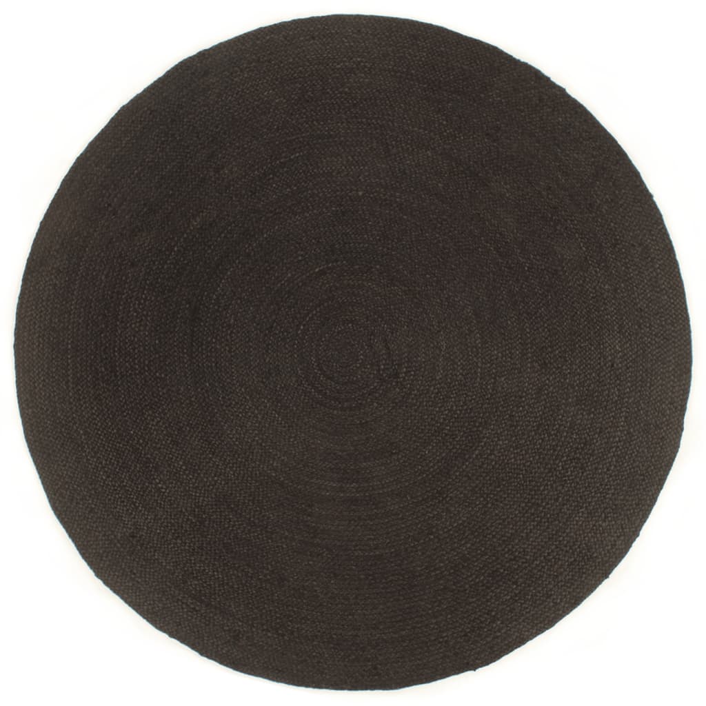 vidaXL flettet gulvtæppe 90 cm rundt jute antracitgrå og naturfarvet