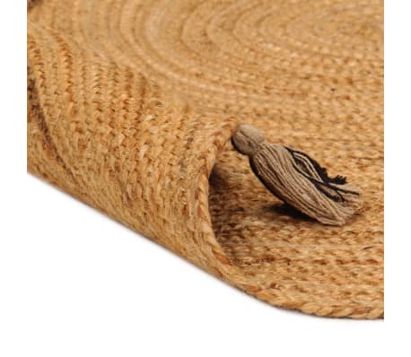 vidaXL Tapis tressé avec glands 90 cm Jute Rond