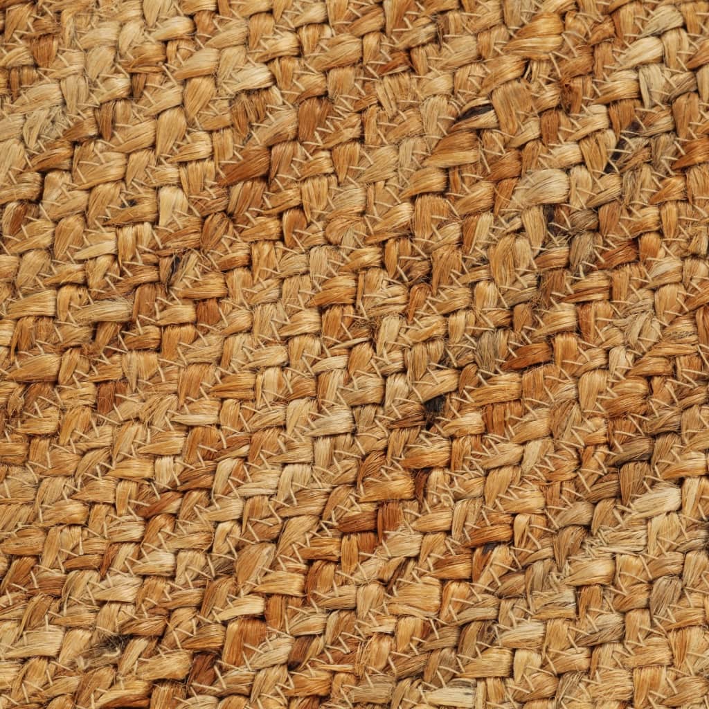 Плетено килимче с пискюли, 150 см, юта, кръгло