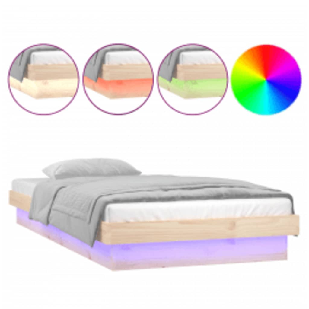 E-shop vidaXL Posteľný rám s LED 100x200 cm masívne drevo