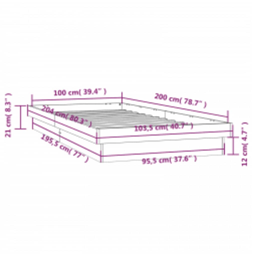 Rám postele s LED světlem 100 x 200 cm masivní dřevo - obrázek 15