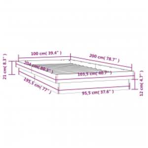 Rám postele s LED světlem 100 x 200 cm masivní dřevo - obrázek 15
