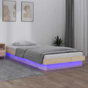 Rám postele s LED světlem 100 x 200 cm masivní dřevo - obrázek 1