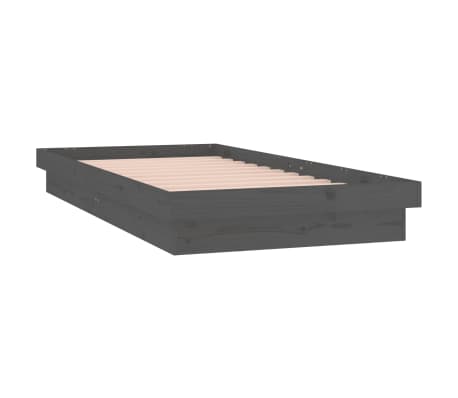vidaXL Cadre de lit à LED gris 100x200 cm bois massif