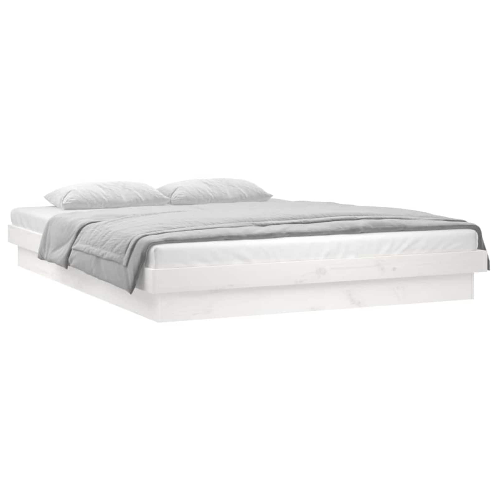vidaXL Bedframe LED massief hout wit 120x200 cm, foto 4