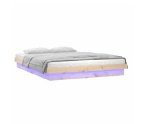 vidaXL Cadre de lit &agrave; LED sans matelas 140x200 cm bois massif