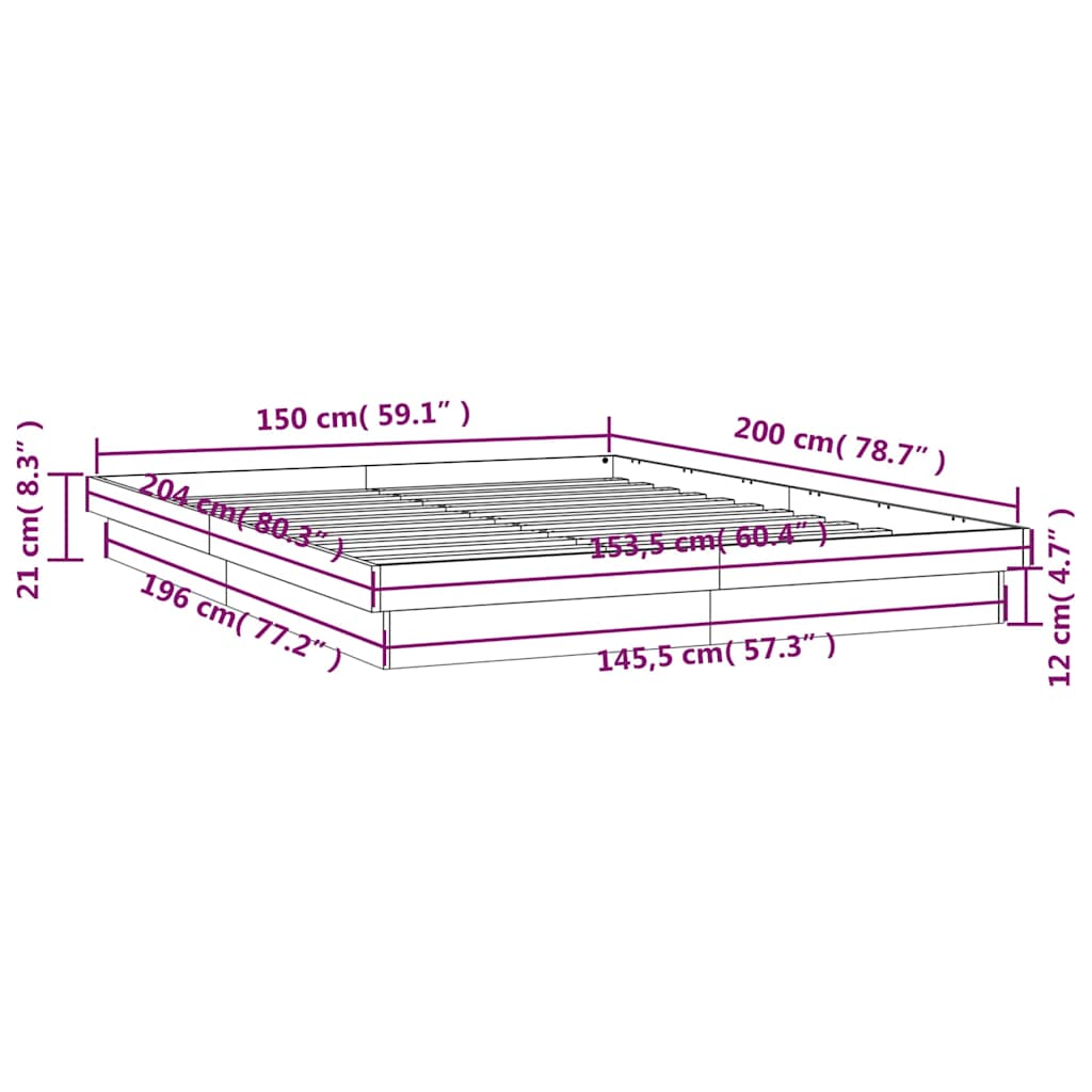 Rám postele s LED světlem 150 x 200 cm King Size masivní dřevo - obrázek 15
