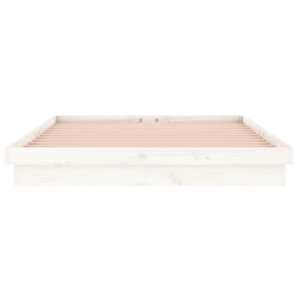 Rám postele s LED bílý 150 x 200 cm King Size masivní dřevo - obrázek 7