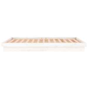 Rám postele s LED bílý 150 x 200 cm King Size masivní dřevo - obrázek 8