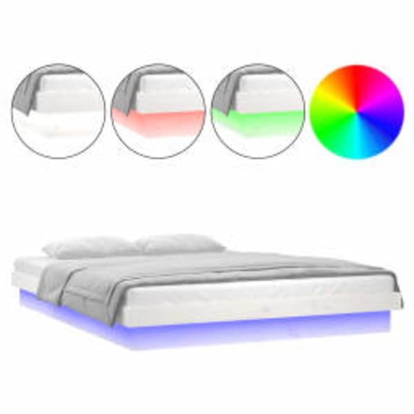 vidaXL voodiraam LED-iga, valge, 160 x 200 cm, m&auml;nnipuit