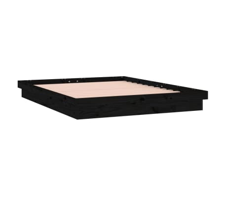 vidaXL LED Bed Frame Black 160x200 cm Solid Wood