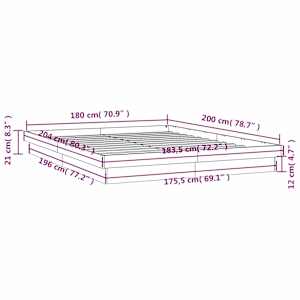 Rám postele s LED bílý 180 x 200 cm Super King masivní dřevo - obrázek 15