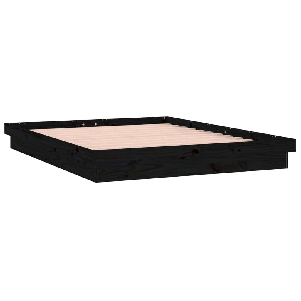 vidaXL Estructura de cama con LED madera maciza negra 180x200 cm