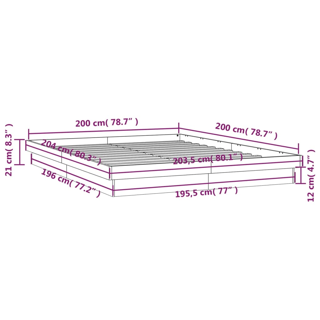 Bedframe LED massief hout 200x200 cm image 15