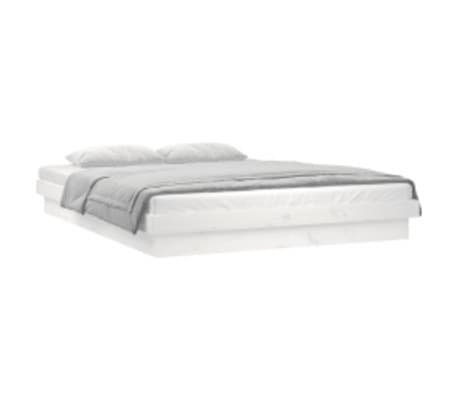 vidaXL Cadre de lit &agrave; LED sans matelas blanc 200x200 cm bois massif