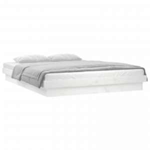 vidaXL Cadre de lit &agrave; LED sans matelas blanc 200x200 cm bois massif