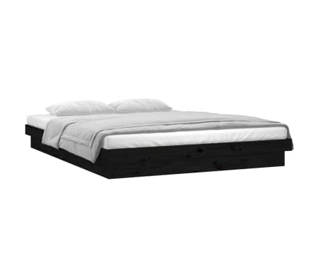 vidaXL Estructura de cama con LED madera maciza negra 200x200 cm