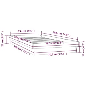 Rám postele s LED světlem 75x190 cm Small Single masivní dřevo - obrázek 15