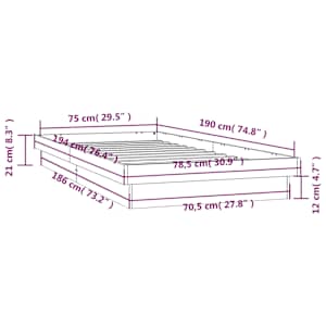 Rám postele s LED bílý 75 x 190 cm Small Single masivní dřevo - obrázek 15