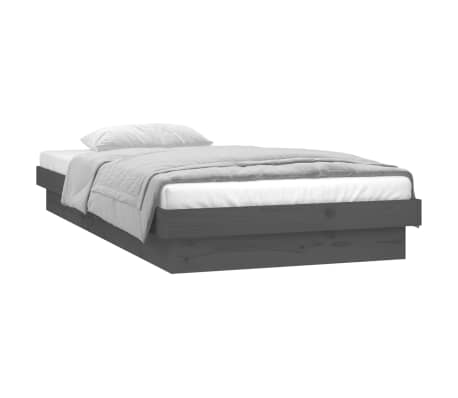 vidaXL Cadre de lit à LED gris 75x190 cm petit simple bois massif