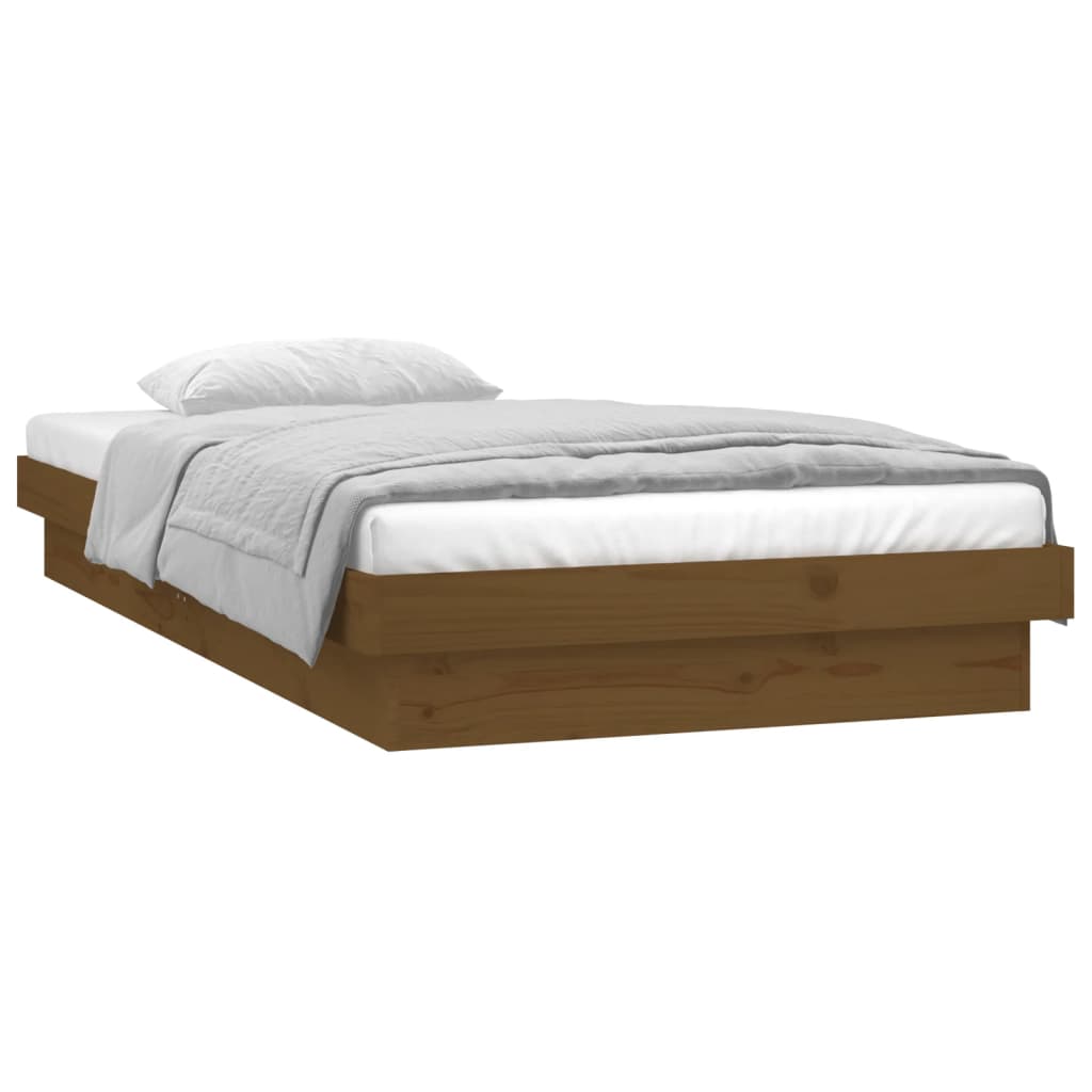 vidaXL Estructura cama individual LED sin colchón madera marrón miel