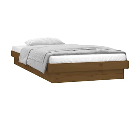 vidaXL Estructura cama individual LED sin colchón madera marrón miel