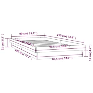 Rám postele s LED světlem 90 x 190 cm Single masivní dřevo - obrázek 15