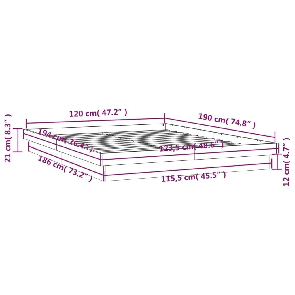 Rám postele s LED světlem 120x190 cm Small Double masivní dřevo - obrázek 15