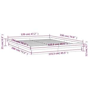 Rám postele s LED bílý 120 x 190 cm Small Double masivní dřevo - obrázek 15