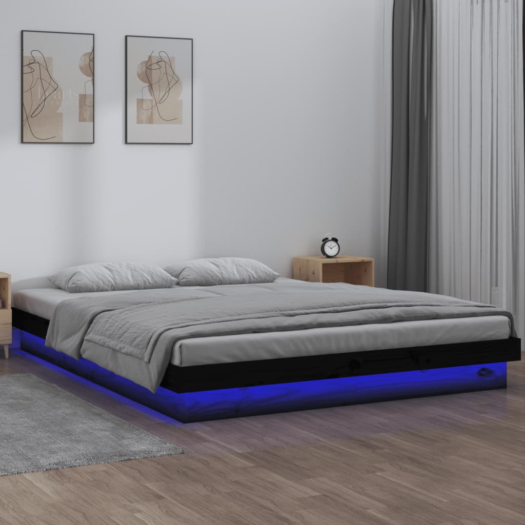 Cadru de pat mic dublu 4FT vidaXL, 120x190 cm, negru, lemn masiv 1 8720287071990 m en hd 1