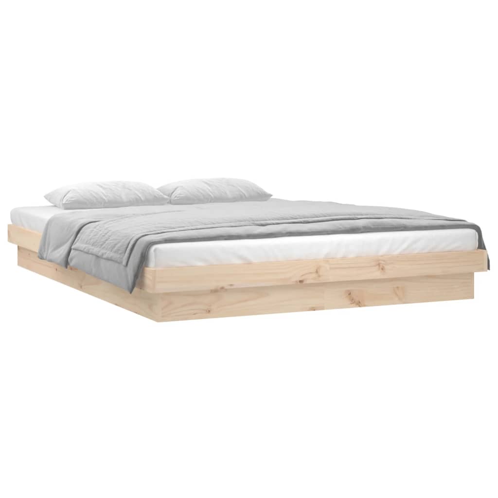 vidaXL Bedframe LED massief hout 135x190 cm afbeelding