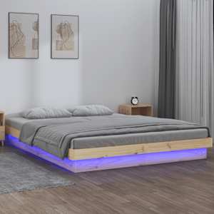 Rám postele s LED světlem 135 x 190 cm Double masivní dřevo - obrázek 1