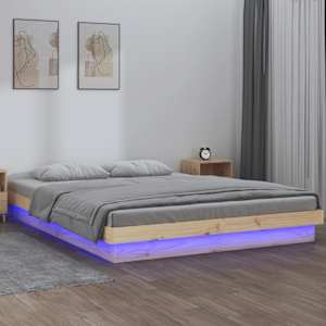 Rám postele s LED světlem 140 x 190 cm masivní dřevo - obrázek 1