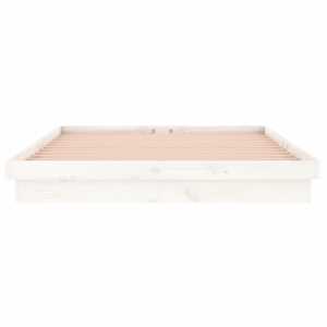 Rám postele s LED světlem bílý 140 x 190 cm masivní dřevo - obrázek 7