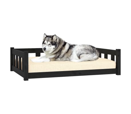 vidaXL Dog Bed Black 105.5x75.5x28 cm Solid Wood Pine