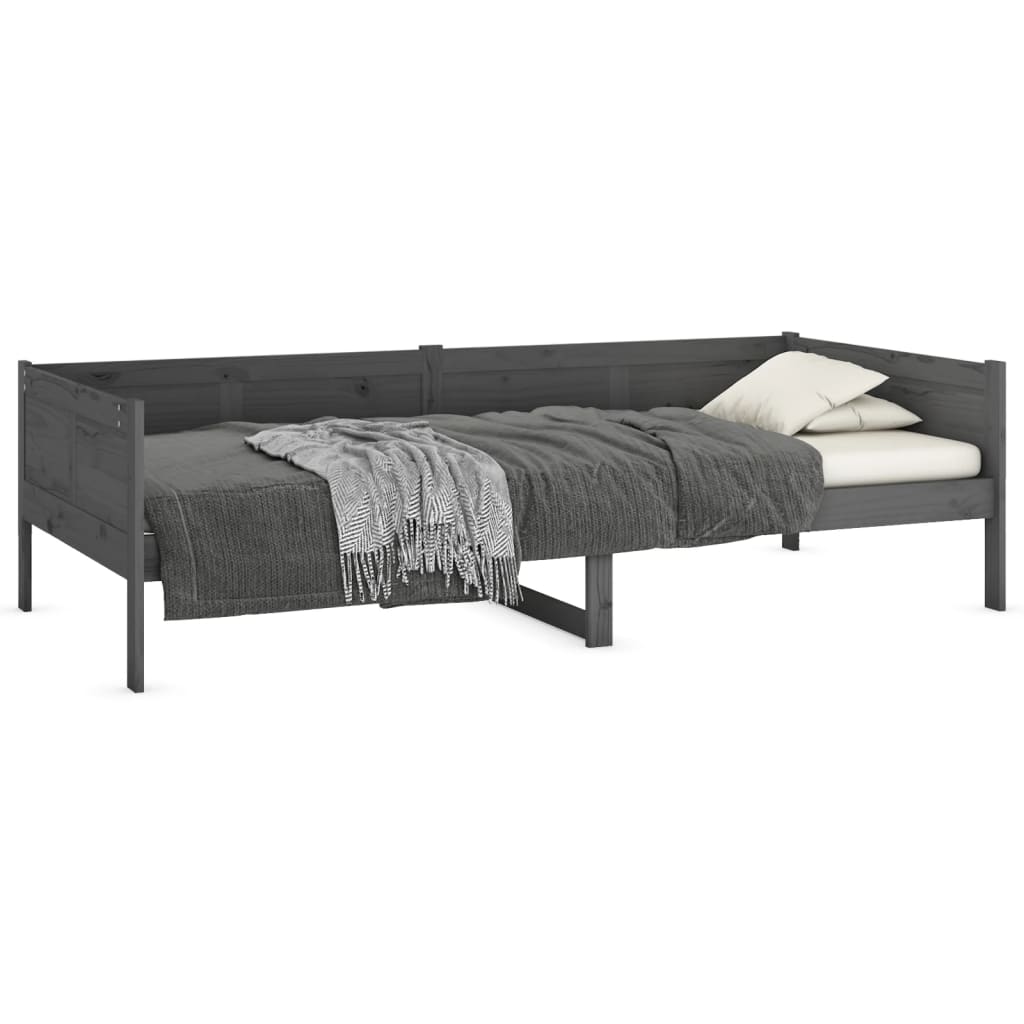 vidaXL Slaapbank massief grenenhout grijs 90x190 cm afbeelding