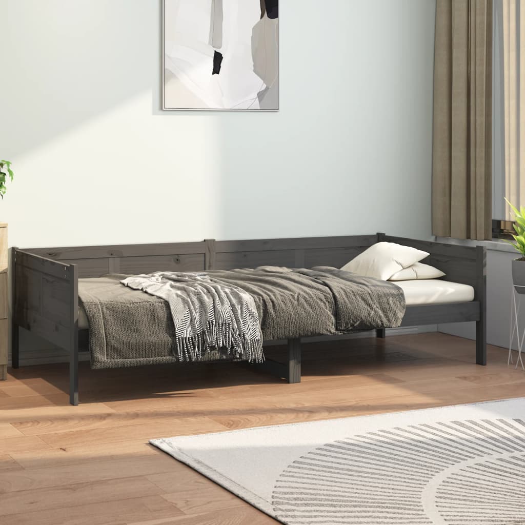 vidaXL daybed massivt fyrretræ grå 90x190 cm