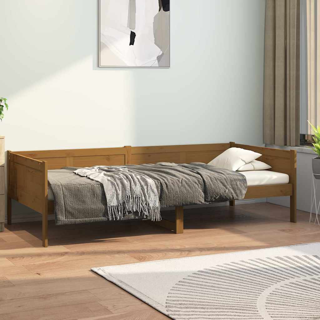 vidaXL daybed massivt fyrretræ gyldenbrun 90x190 cm