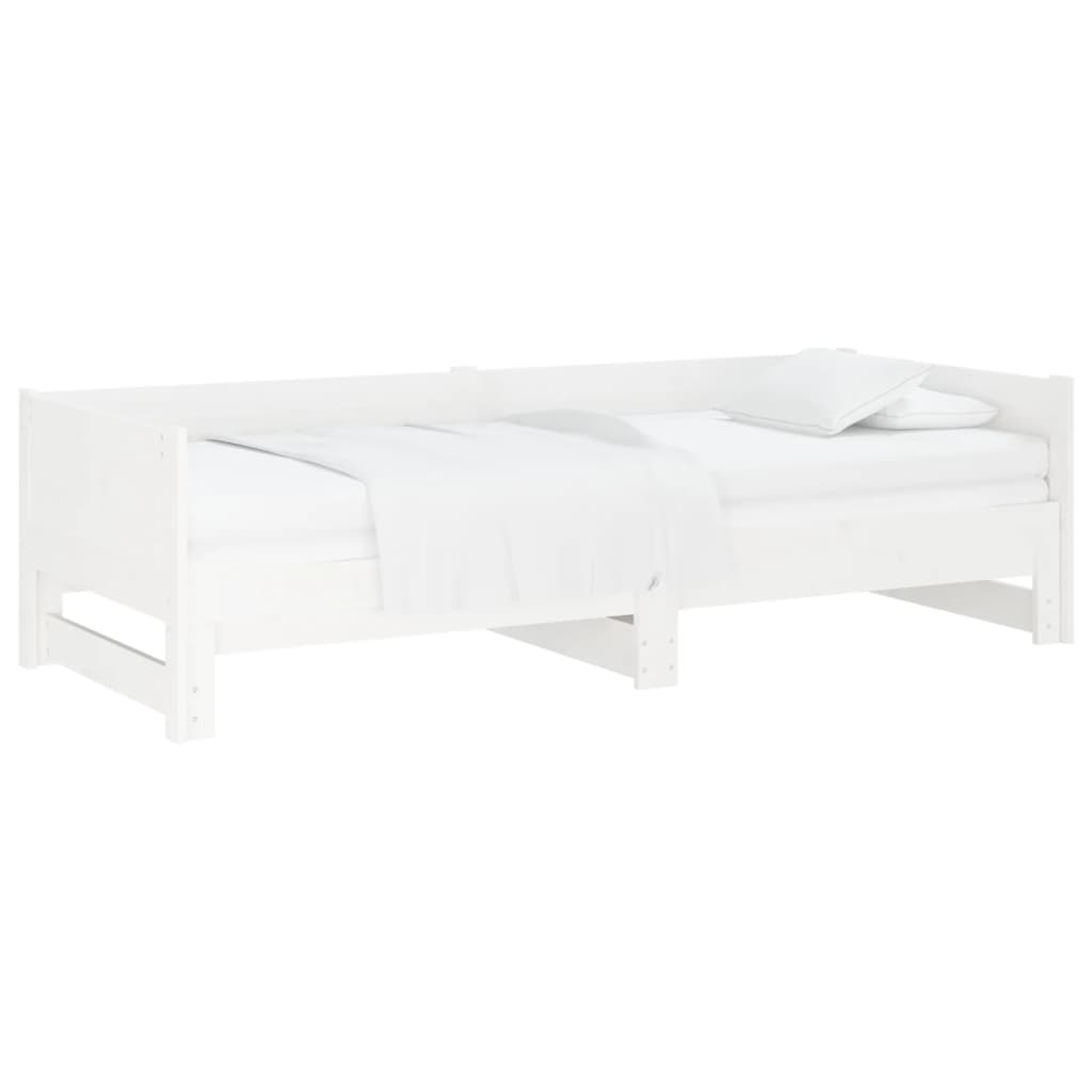 vidaXL Slaapbank uitschuifbaar massief grenenhout wit 2x(80x200) cm afbeelding