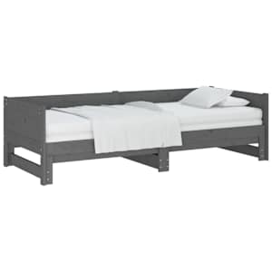vidaXL Καναπές Κρεβάτι Συρόμενος Γκρι 2x(80x200) εκ. Μασίφ Ξύλο Πεύκου
