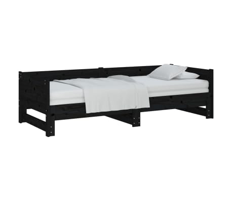 vidaXL Lit coulissant sans matelas noir 2x(80x200)cm