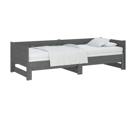 vidaXL Ausziehbares Tagesbett Grau Massivholz Kiefer 2x(90x190) cm