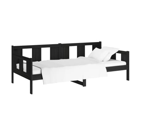 vidaXL Sof&aacute;-cama 90x200 cm madeira de pinho maci&ccedil;a preto