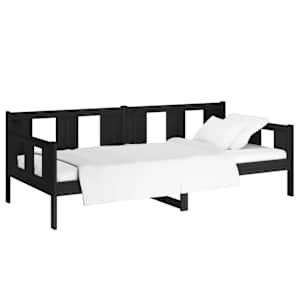 vidaXL Sof&aacute;-cama 90x200 cm madeira de pinho maci&ccedil;a preto