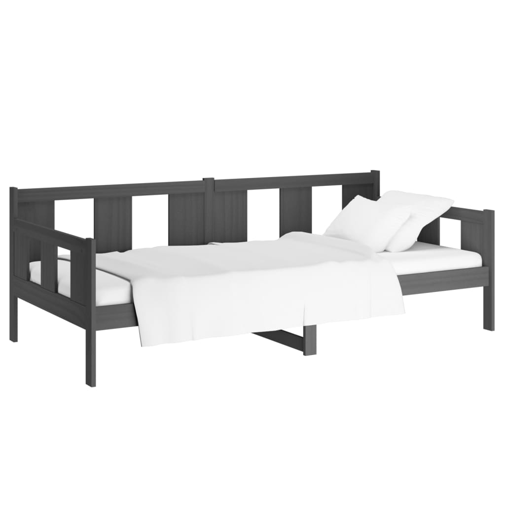 vidaXL Slaapbank massief grenenhout grijs 80x200 cm afbeelding