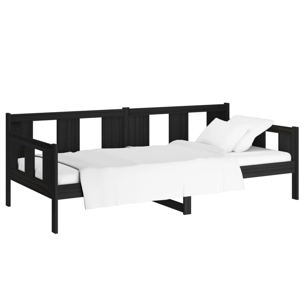

vidaXL Slaapbank massief grenenhout zwart 80x200 cm
